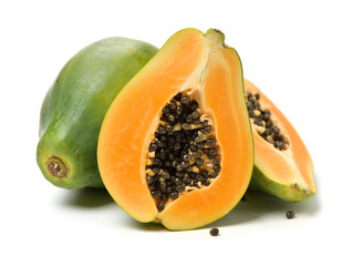 Papaya fruit isolated on a white background
