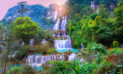 Panorama Tee lor su waterfall in Thailand at the tropical forest , Umphang District, Tak Province, Thailand.
