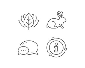 Animal tested line icon. Chat bubble, info sign elements. Bio cosmetics sign. Fair trade symbol. Linear animal tested outline icon. Information bubble. Vector