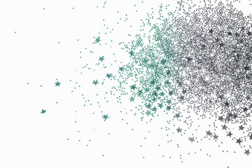 Obraz premium Blue and silver glitter and glittering stars sparkle on light gray background in vintage colors