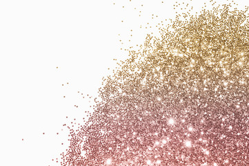 Gold glitter on light gray background in vintage colors