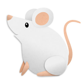 recommend clip art: 和紙風白ねずみイラスト、一匹