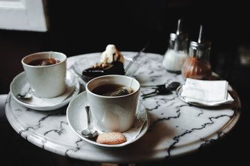 Tea time in table with texture 