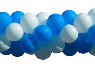 bunch of Blue and white party balloons isolated over white