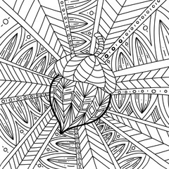 Coloring book for adults and children. Autumn motives. Vector drawing. Beautiful pattern with patterns, little details and doodles. Acorn Coloring.