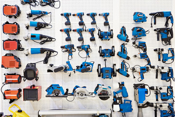 Drills and electrical tools in store