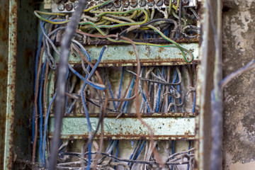 Abandoned factory wire box at German ruins of Castle Dwasieden abandoned places