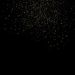 Gold glitter texture on a black background. Golden explosion of confetti. Golden grainy abstract texture on a black background. Design element. Vector illustration,eps 10.