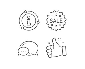 Sale line icon. Chat bubble, info sign elements. Shopping discount sign. Clearance symbol. Linear sale outline icon. Information bubble. Vector