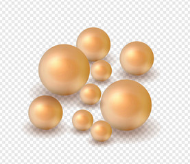 Pack nature ,sea pearl background with small and big white pearls . Vector illustration