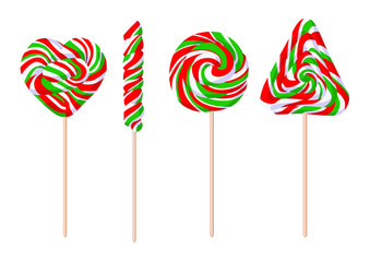 candies lollipop colorful christmas and isolated design on white background illustration vector Candy sweet and delicious multi color and red green festival happy new year