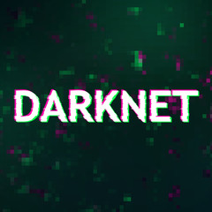 Obraz premium Darknet inscription in glithched style over dark pixelated background