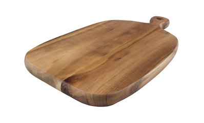 Wooden cutting board isolated on white background