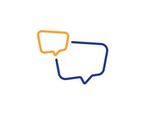 Chat sign. Speech bubble line icon. Social media message symbol. Colorful outline concept. Blue and orange thin line speech bubble icon. Vector