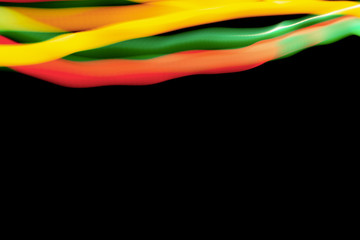 Christmas lights in blurry focus and motion long-exposure photo. Abstract background. Swirl effect. New year, power energy, LED, sci-fi, neon, magic, business or electricity concept photo.