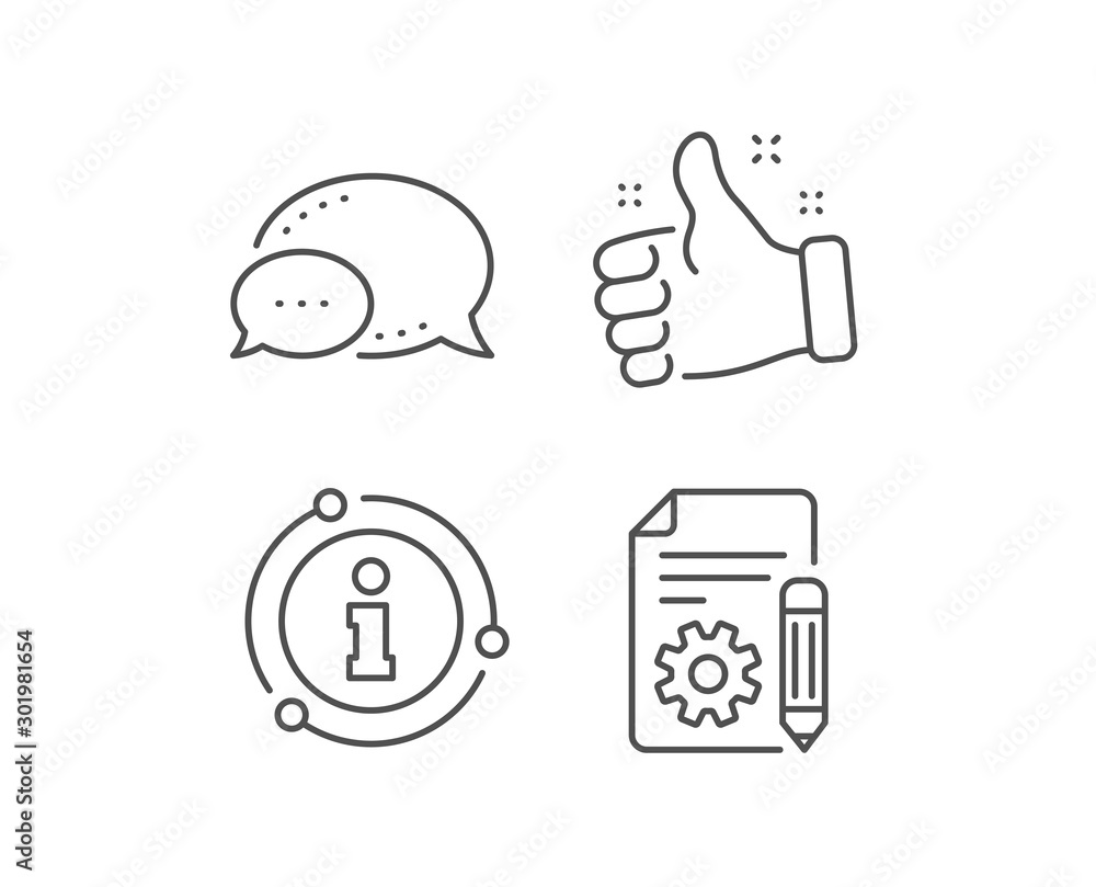 Aufkleber documentation line icon. chat bubble, info sign elements. technical instruction sign. linear documen