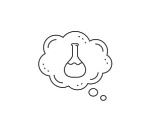 Chemistry lab line icon. Chat bubble design. Laboratory flask sign. Analysis symbol. Outline concept. Thin line chemistry lab icon. Vector