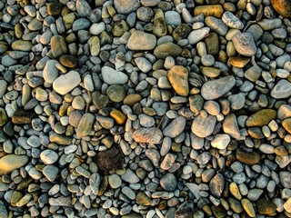 Pebbles at a beach in Isla de Coche, Venezuela