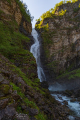 Waterfall Stalheimsfossen near Stalheim, Norway. July 2019