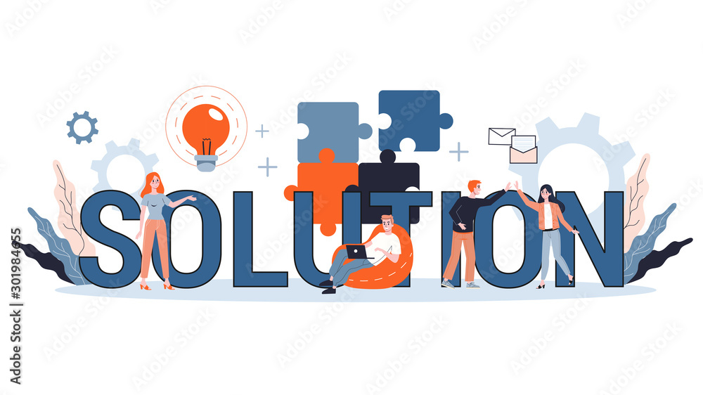 Aufkleber solution concept illustration. solving the problem and finding