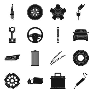 Isolated object of auto and part icon. Collection of auto and car stock symbol for web.
