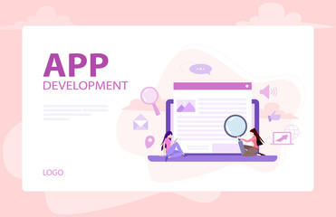 Fototapeta premium Set of website development banner. Web page programming