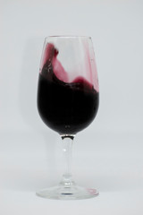 Red wine in glass cup. Tempranillo grape variety and Cabernet sauvignon. Wine made in Spain
