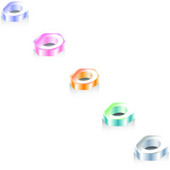 Seamless pattern. Colored 3D nuts with shadows on a white background