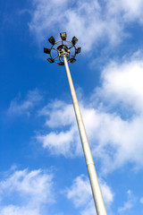 Poles light. Street light with blue sky and clouds background. With copy space for text or design.