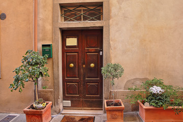 Beautiful Italian street of  small old provincial town