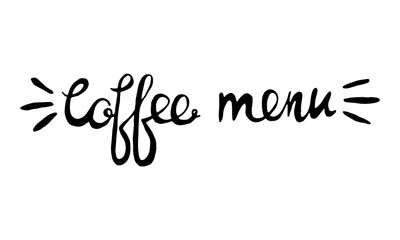 Hand lettering illustration about coffee. Vector Coffee time words and cups to go coffee calligraphy