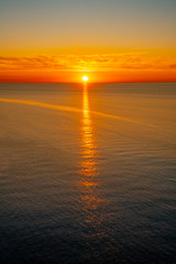 Fototapeta na wymiar Beautiful colorful sunset on the Black sea. Magnificent View.
