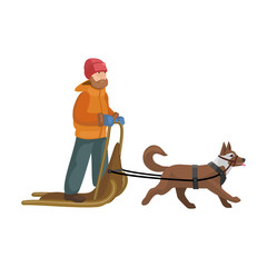 Dog with sled vector icon.Cartoon vector icon isolated on white background dog with sled.