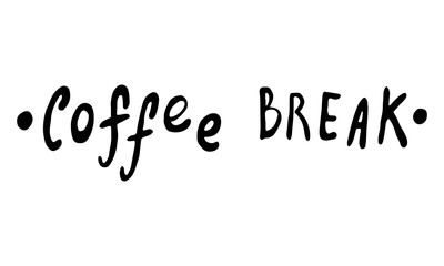 Hand lettering illustration about coffee. Vector Coffee time words and cups to go coffee calligraphy