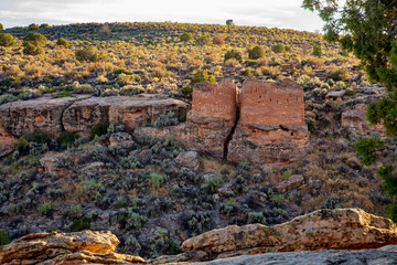 Fototapeta premium The ’Twin Towers’ is one structure among many that the Puebloan farming community built in Hovenweep National Monument, Utah