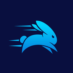 Blue rabbit Run fast flash Logo designs inspiration