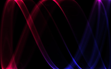 Dark abstract background. Neon blurred futuristic lines. Ultraviolet light waves, rays