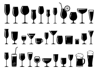 Fototapeta set of glass for wine, dessert and alcohol beverages obraz