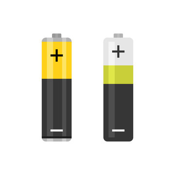 Alkaline AA battery flat colorful vector isolated illustration. Realistic battery on white background