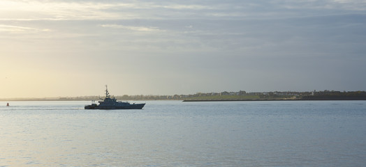 UK Border Force Patrol Boat in the estuary of the river Orwell at Felixstowe Suffolk.