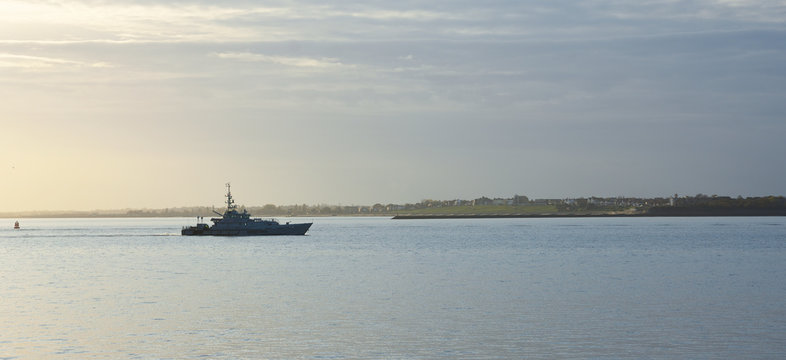 UK Border Force Patrol Boat In The Estuary Of The River Orwell At Felixstowe Suffolk.