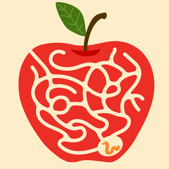 Labyrinth shape design element. Three entrance, one exit and one right way to go, but many paths to deadlock.