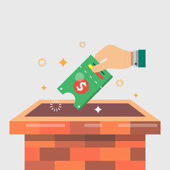 special offer, lucky draw, chimney, gift surprise, coupon, color flat object, Isolated vector design