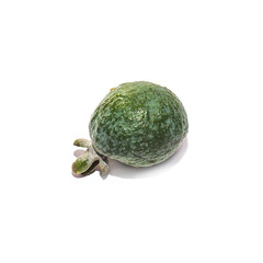 Exotic green feijoa fruit on white background