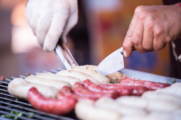 Taiwanese sausage with sticky rice closeup