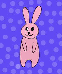 Cute easter icon and animal pet collection, with easter eggs in nest, rabbit and lettering. Hand drawn illustration.