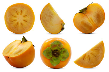 Fresh Persimmon fruit isolated on white background