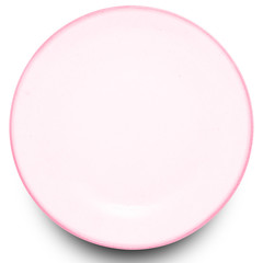 Red plate isolated on white background.