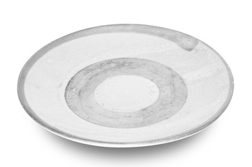 Grey plate isolated on white background.