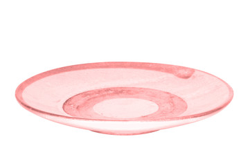 Red plate isolated on white background.
